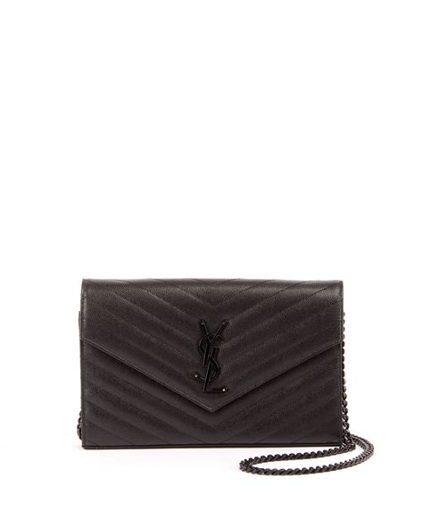 ysl small monogram matelasse leather chain wallet|YSL monogram quilted wallet.